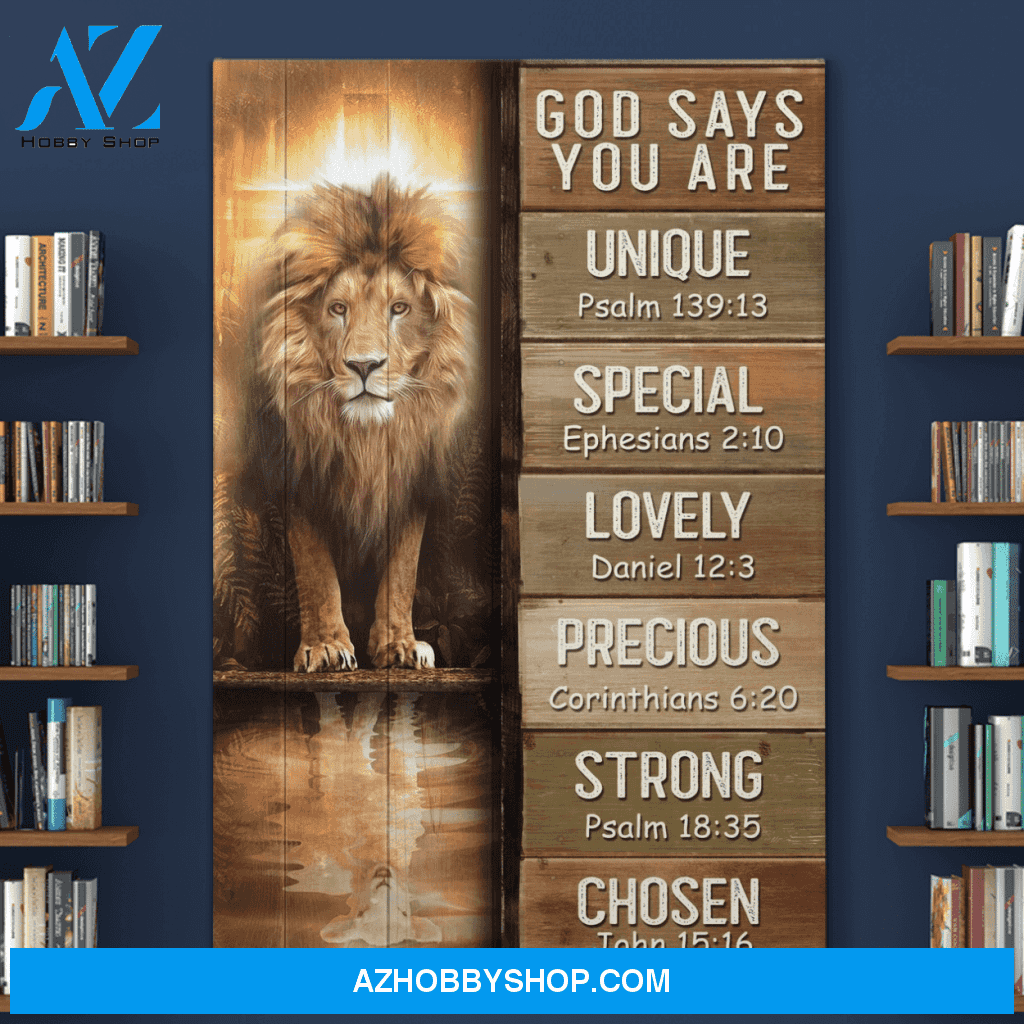 Portrait God Canvas - Bible Verse Wall Art - Amazing lion - God says you are Canvas