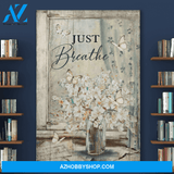 Portrait God Canvas - Bible Verse Wall Art - Beautiful white flower and butterfly - Just breath Canvas