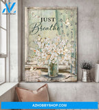 Portrait God Canvas - Bible Verse Wall Art - Beautiful white flower and butterfly - Just breath Canvas