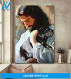 Portrait God Canvas - Bible Verse Wall Art - Black Labrador - In Gods arms Special Custom Canvas
