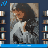 Portrait God Canvas - Bible Verse Wall Art - Black Labrador - In Gods arms Special Custom Canvas