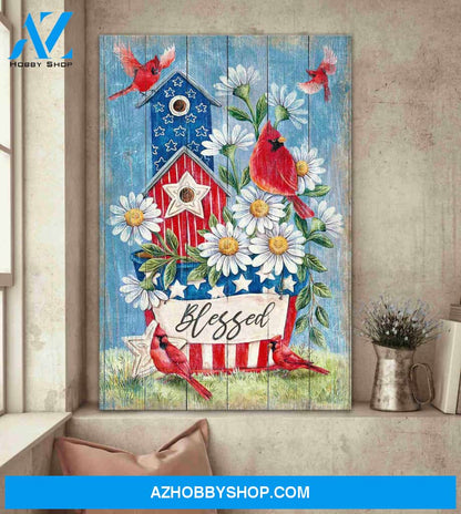 Portrait God Canvas - Bible Verse Wall Art - Cardinal - Blessed by God Canvas