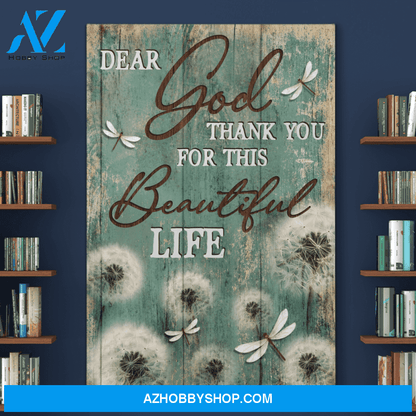 Portrait God Canvas - Bible Verse Wall Art - Dear God thank you for this beautiful life Canvas