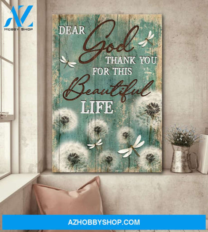 Portrait God Canvas - Bible Verse Wall Art - Dear God thank you for this beautiful life Canvas