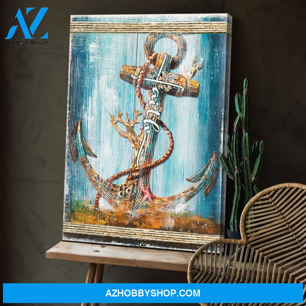 Portrait God Canvas - Bible Verse Wall Art - Faith - Amazing anchor under the sea Canvas