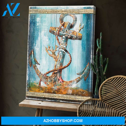 Portrait God Canvas - Bible Verse Wall Art - Faith - Amazing anchor under the sea Canvas
