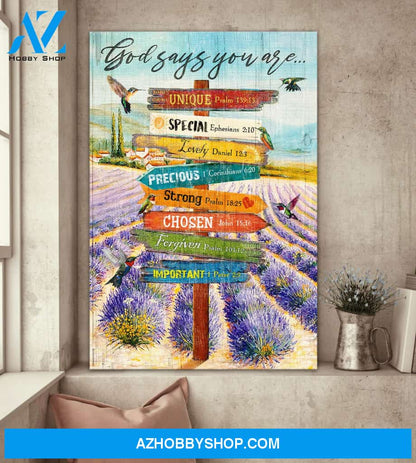 Portrait God Canvas - Bible Verse Wall Art - Flower field - God says you are Canvas