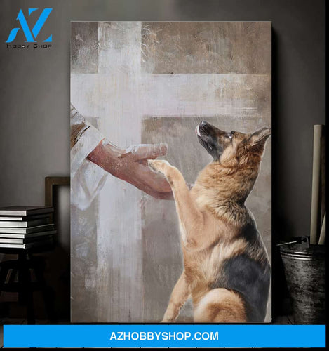 Portrait God Canvas - Bible Verse Wall Art - German Shepherd - Take his hand Canvas