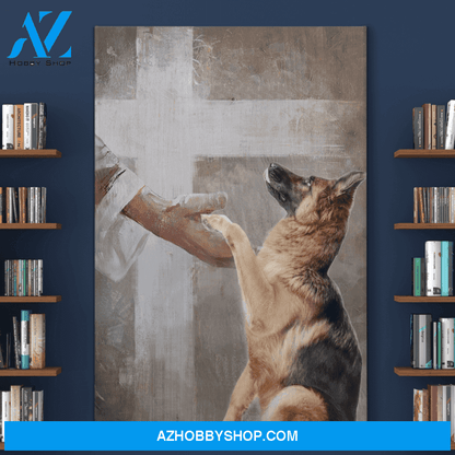 Portrait God Canvas - Bible Verse Wall Art - German Shepherd - Take his hand Canvas