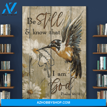 Portrait God Canvas - Bible Verse Wall Art - Hummingbird and Jesus - Be still and know that I am God Canvas