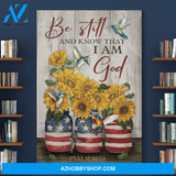 Portrait God Canvas - Bible Verse Wall Art - Hummingbird and sunflower - Be still and know that I am God Canvas