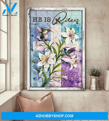 Portrait God Canvas - Bible Verse Wall Art - Hummingbird - He is risen Canvas