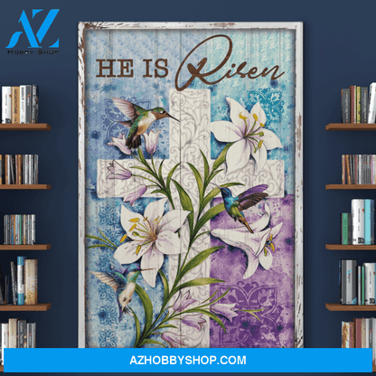 Portrait God Canvas - Bible Verse Wall Art - Hummingbird - He is risen Canvas
