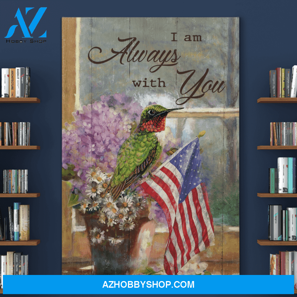 Portrait God Canvas - Bible Verse Wall Art - Hummingbird - I am always with you Canvas