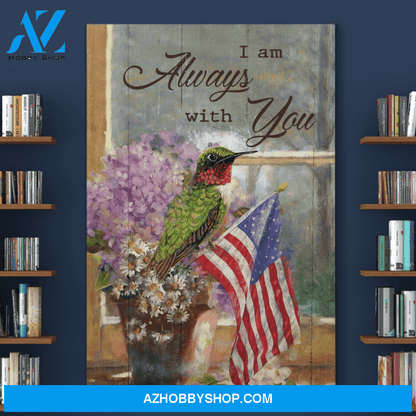 Portrait God Canvas - Bible Verse Wall Art - Hummingbird - I am always with you Canvas