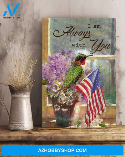 Portrait God Canvas - Bible Verse Wall Art - Hummingbird - I am always with you Canvas