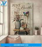Portrait God Canvas - Bible Verse Wall Art - Hummingbird - Just breathe 1 Canvas