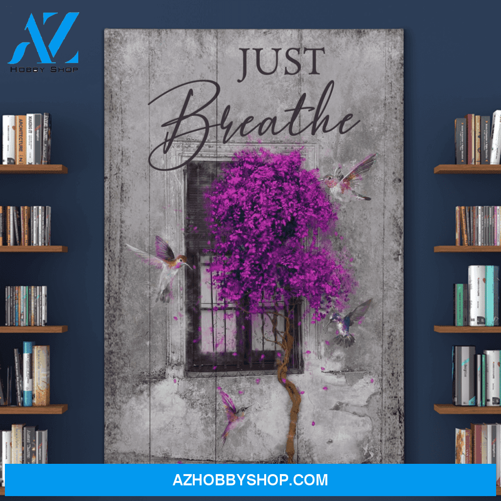 Portrait God Canvas - Bible Verse Wall Art - Hummingbird - Just breathe Canvas