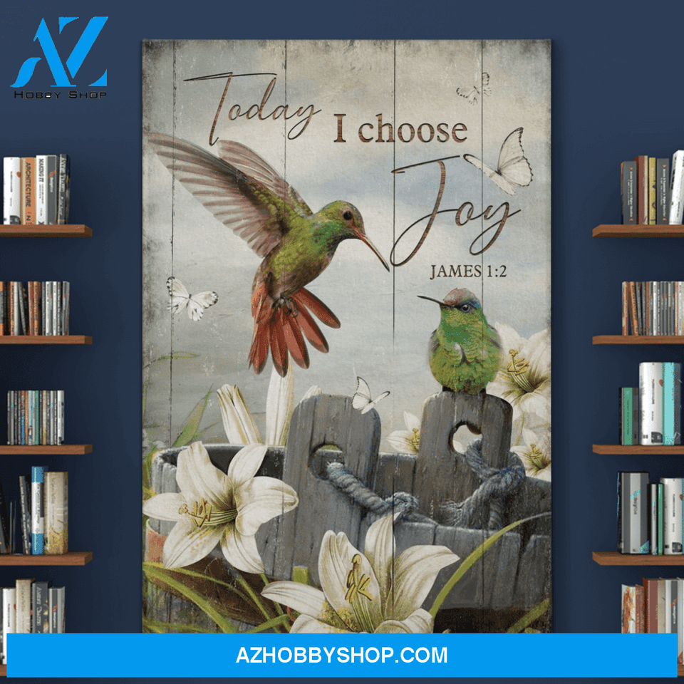Portrait God Canvas - Bible Verse Wall Art - Hummingbird - Today I choose joy 2 Canvas