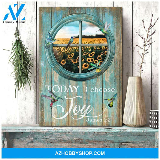 Portrait God Canvas - Bible Verse Wall Art - Hummingbird - Today I choose joy Canvas