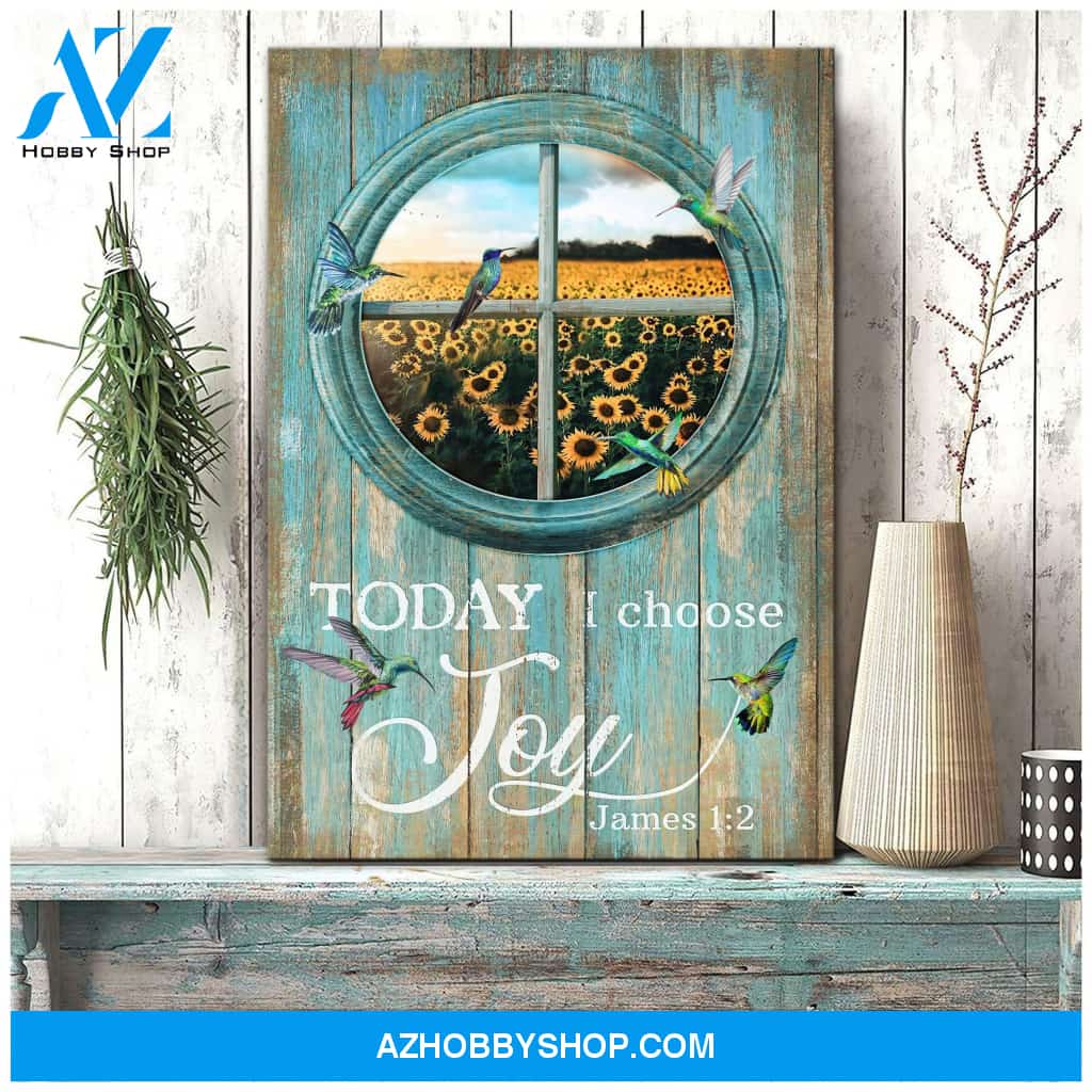 Portrait God Canvas - Bible Verse Wall Art - Hummingbird - Today I choose joy Canvas