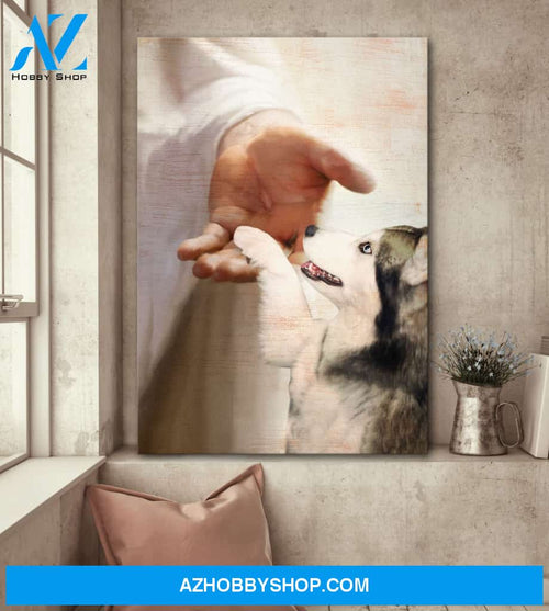 Portrait God Canvas - Bible Verse Wall Art - Husky - God is by my side Canvas