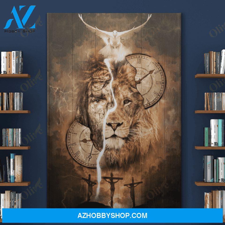 Portrait God Canvas - Bible Verse Wall Art - Jesus - Amazing lion and a dove Canvas