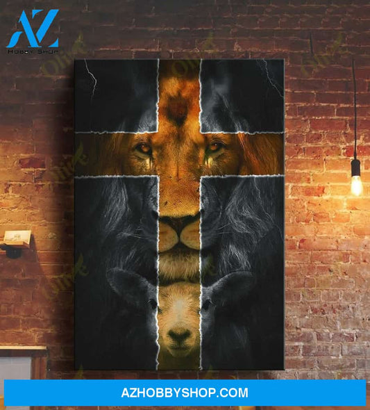 Portrait God Canvas - Bible Verse Wall Art - Jesus - Amazing lion and a lamb Canvas