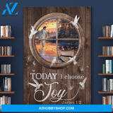 Portrait God Canvas - Bible Verse Wall Art - Jesus and a boat - Today I choose joy Canvas