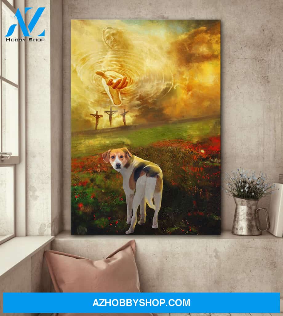 Portrait God Canvas - Bible Verse Wall Art - Jesus and Beagle - To the beautiful world Canvas