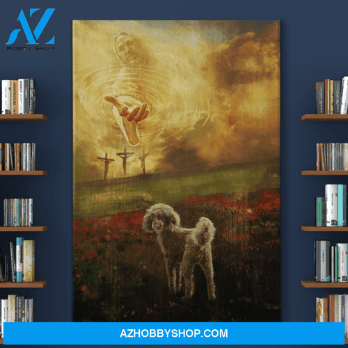 Portrait God Canvas - Bible Verse Wall Art - Jesus and Black Poodle - To the beautiful world Special Custom Canvas