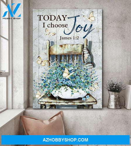 Portrait God Canvas - Bible Verse Wall Art - Jesus and butterflies - Today I choose Joy Canvas