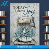 Portrait God Canvas - Bible Verse Wall Art - Jesus and butterflies - Today I choose Joy Canvas