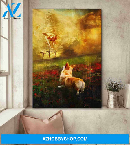 Portrait God Canvas - Bible Verse Wall Art - Jesus and Corgi - To the beautiful world Canvas
