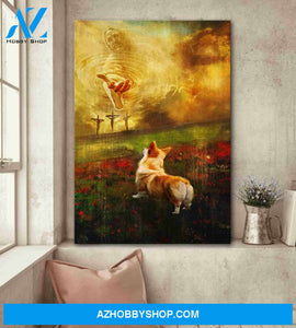 Portrait God Canvas - Bible Verse Wall Art - Jesus and Corgi - To the beautiful world Canvas