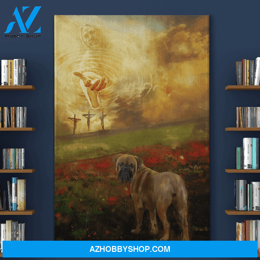 Portrait God Canvas - Bible Verse Wall Art - Jesus and English Mastiff - To the beautiful world Canvas