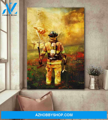 Portrait God Canvas - Bible Verse Wall Art - Jesus and firefighter - To the beautiful world Canvas