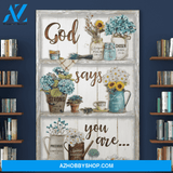 Portrait God Canvas - Bible Verse Wall Art - Jesus and Flowers god says you are Canvas