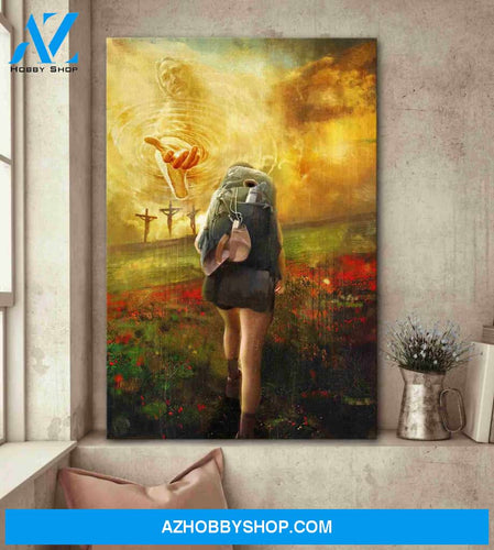 Portrait God Canvas - Bible Verse Wall Art - Jesus and hiker - To the beautiful world Canvas