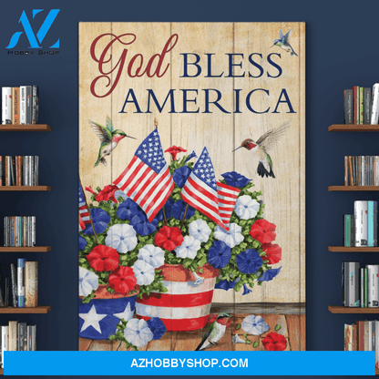 Portrait God Canvas - Bible Verse Wall Art - Jesus and humming bird - God bless America Canvas