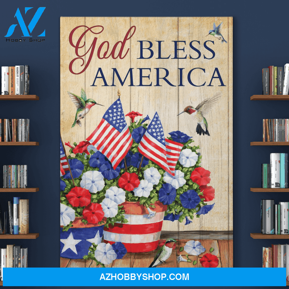 Portrait God Canvas - Bible Verse Wall Art - Jesus and humming bird - God bless America Canvas