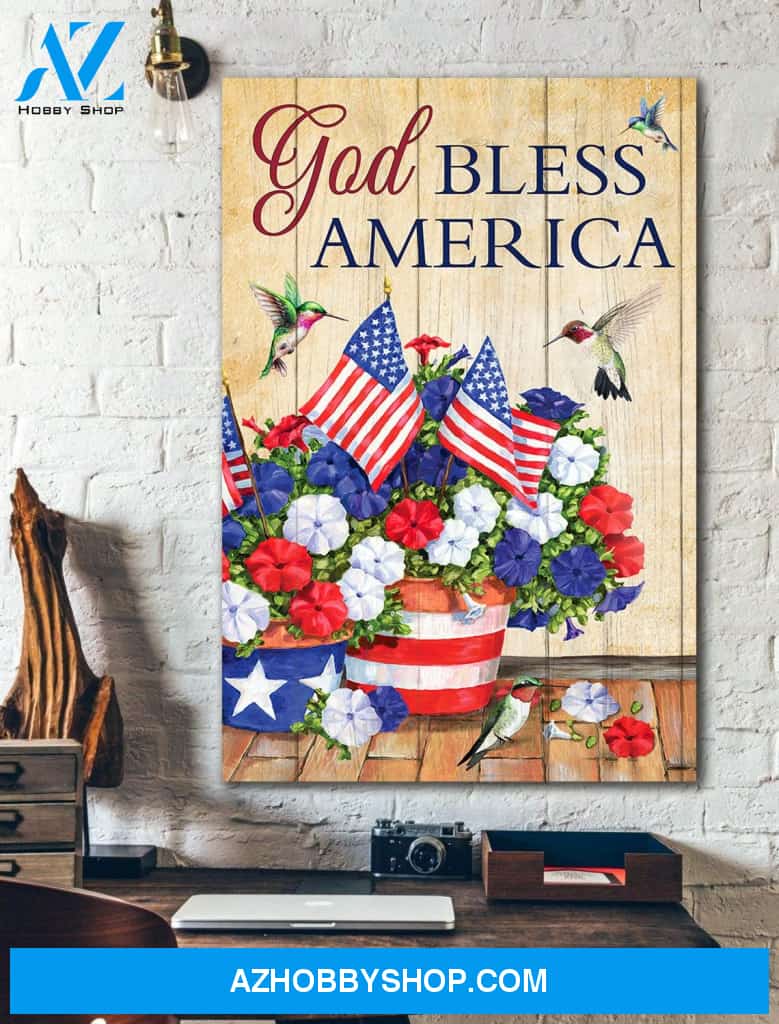 Portrait God Canvas - Bible Verse Wall Art - Jesus and humming bird - God bless America Canvas