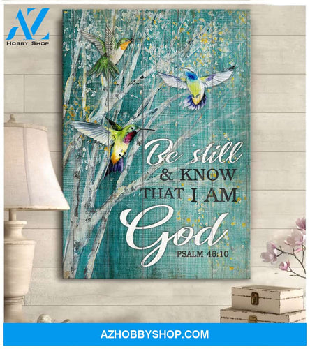 Portrait God Canvas - Bible Verse Wall Art - Jesus and Hummingbird - Be still and know that I am God 3 Canvas