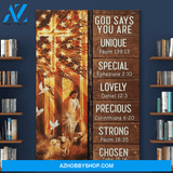Portrait God Canvas - Bible Verse Wall Art - Jesus and lamb - God says you are Canvas