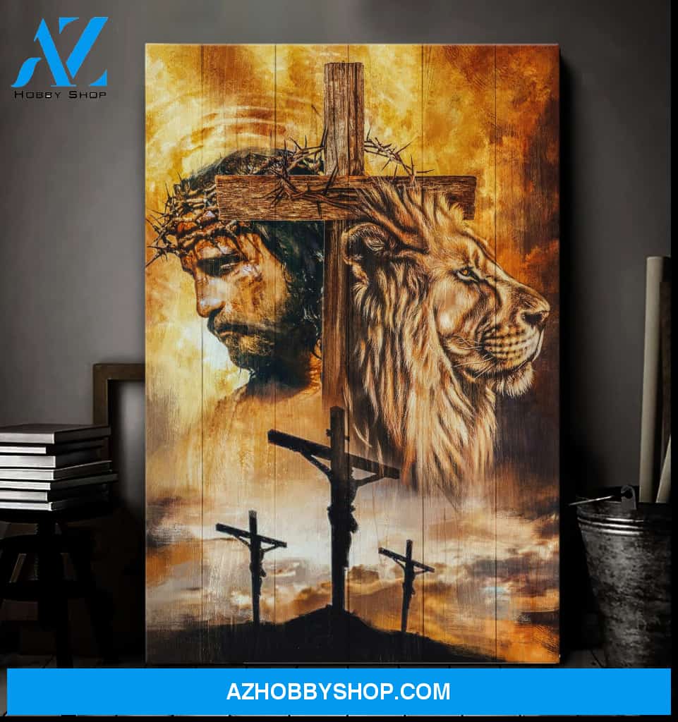 Portrait God Canvas - Bible Verse Wall Art - Jesus and lion - Amazing design Canvas