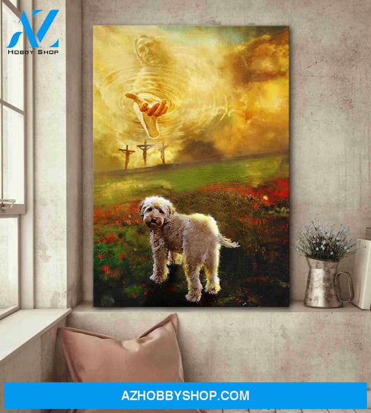 Portrait God Canvas - Bible Verse Wall Art - Jesus and Poodle - To the beautiful world Canvas