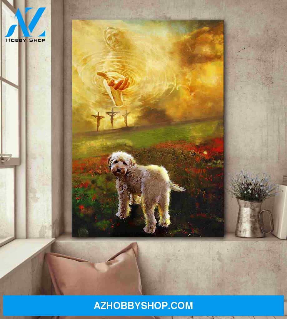 Portrait God Canvas - Bible Verse Wall Art - Jesus and Poodle - To the beautiful world Canvas