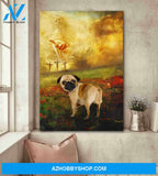 Portrait God Canvas - Bible Verse Wall Art - Jesus and Pug - To the beautiful world Canvas