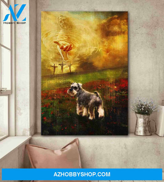 Portrait God Canvas - Bible Verse Wall Art - Jesus and Schnauzer - To the beautiful world Canvas