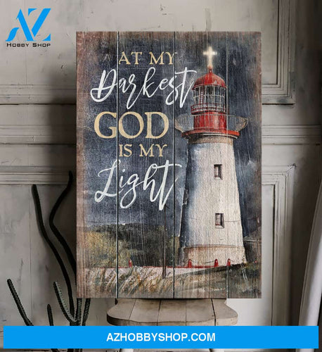 Portrait God Canvas - Bible Verse Wall Art - Jesus - At my darkest God is my Light Canvas